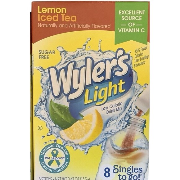 Wyler’s Lemon Iced Tea 6 Boxes Of 8 Single Sticks Sugar Free New - Picture 2 of 4